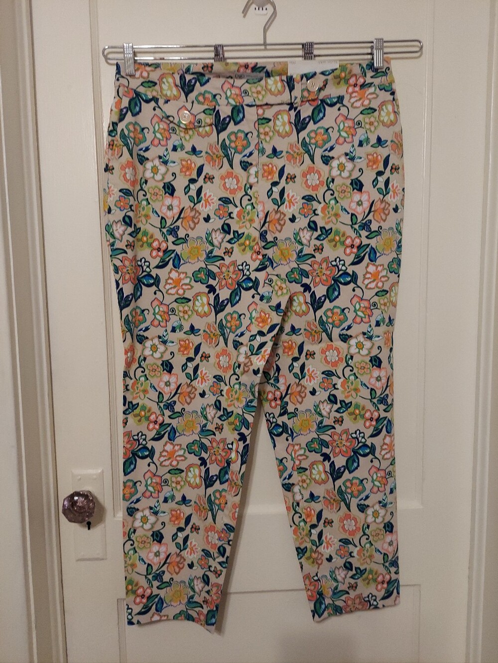 Cato Ankle Pant Womens 16W Floral Straight Leg High Rise Stretch Stretch Summer